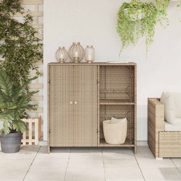vidaXL Storage Cabinet with Shelf Beige 100 x 36 x 102 cm Rattan
