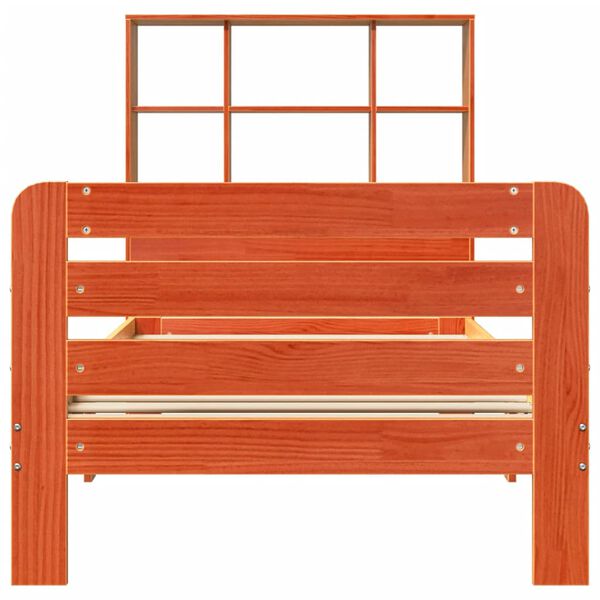 vidaXL Bed Frame without Mattress Wax Brown 75x190 cm Small Single Solid Wood Pine