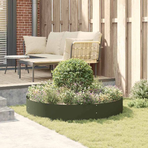 vidaXL Garden Planter Olive green 120 x 120 x 20 cm Steel