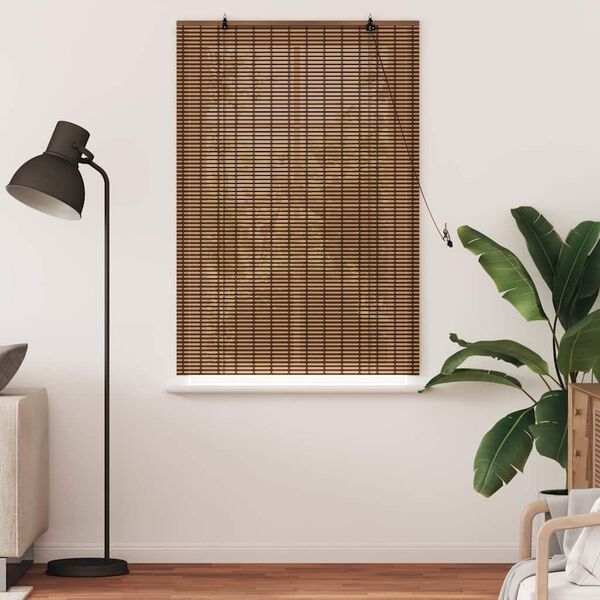 vidaXL Roller Blind with Curtains Manual Brown 80 x 160 cm Bamboo