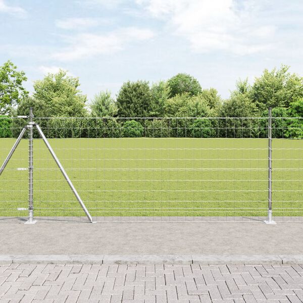 vidaXL Fence with Post Silver 1 x 10 m Steel