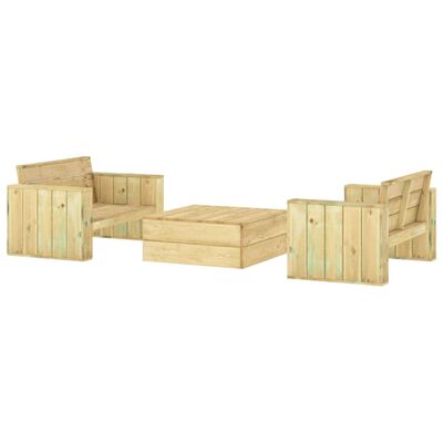 vidaXL 3 Piece Garden Lounge Set Impregnated Solid Wood Pine