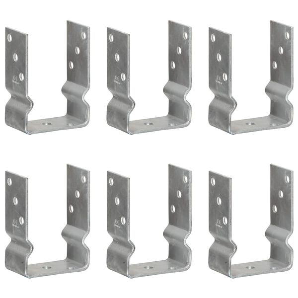 vidaXL Fence Anchors 6 pcs Silver 10x6x15 cm Galvanised Steel