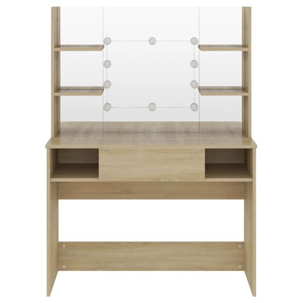 vidaXL Makeup Table with LED Lights 100x40x135 cm MDF Oak