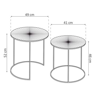 Rousseau 2 Piece Side Table Set Livios Metal Grey and Copper