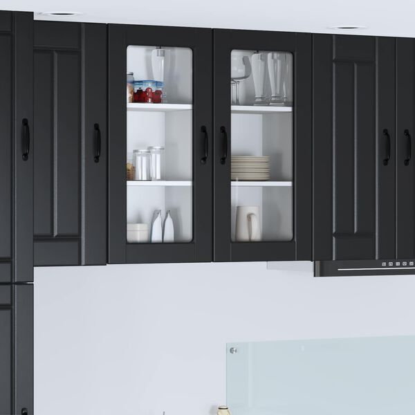 vidaXL Kitchen Cabinet 2 pcs Black 40 x 31 x 80 cm Engineered Wood