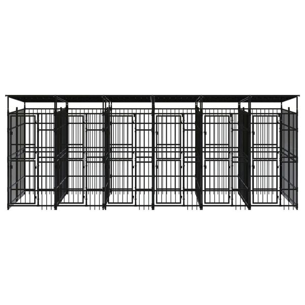 vidaXL Outdoor Dog Kennel with Roof Steel 11.06 m²