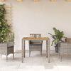 vidaXL Garden Table with Acacia Wood Top Grey 90x90x75 cm Poly Rattan