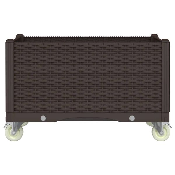 vidaXL Garden Planter with Wheels Brown 80x50x54 cm PP