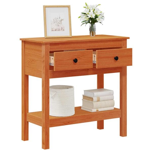 vidaXL Console Table Wax Brown 75 x 35 x 75 cm Soild Pine Wood