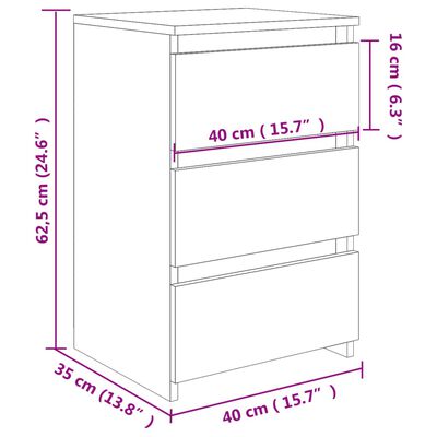 vidaXL Bed Cabinets 2 pcs Concrete Grey 40x35x62.5 cm Engineered Wood