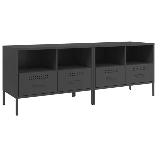 vidaXL TV Cabinets 2 pcs Black 68x39x50.5 cm Steel