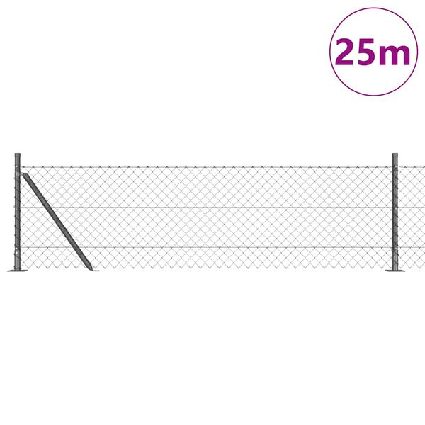 vidaXL Fence Post Grey 25 x 0.4 m (40 x 40 mm mesh) Steel and PVC