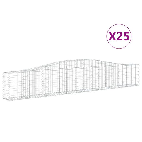 vidaXL Arched Gabion Baskets 25 pcs 400x30x60/80 cm Galvanised Iron