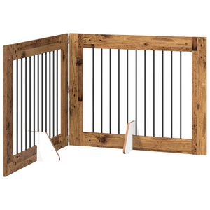 vidaXL Foldable Dog Gate with Stands 2 pcs Old Wood 200.5 cm