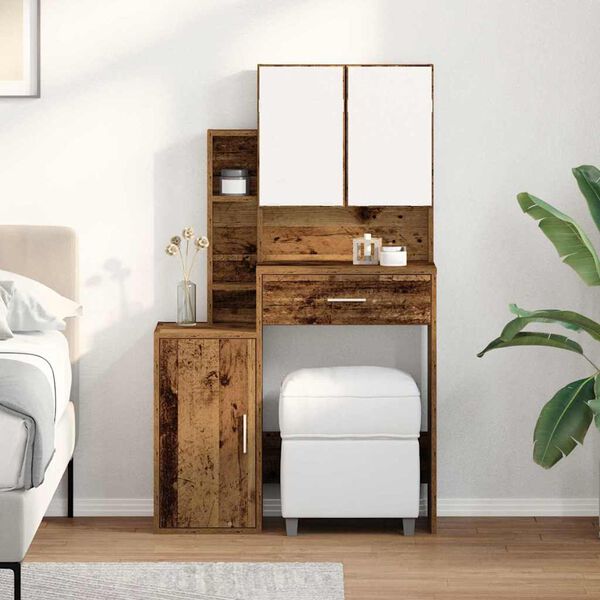 vidaXL Dressing Table Old Wood 80 x 35 x 132 cm Engineered Wood