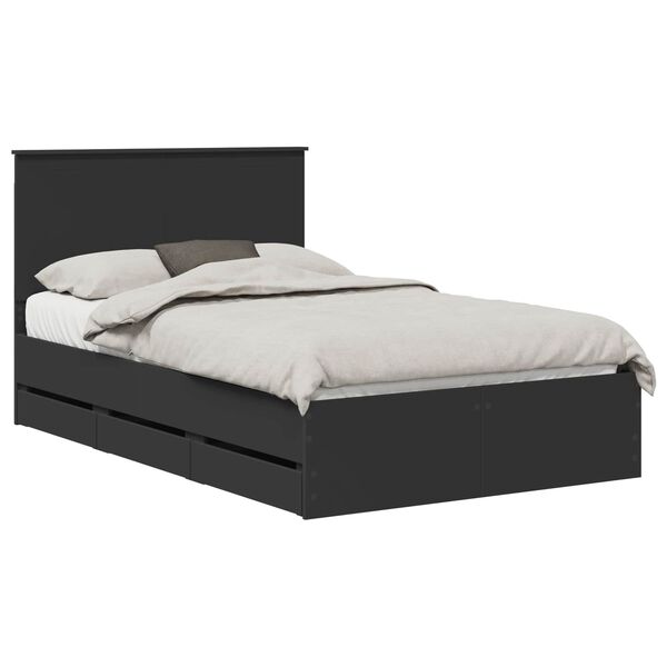vidaXL Bed Frame with Drawer Black 120 x 200 cm Engineer Wood