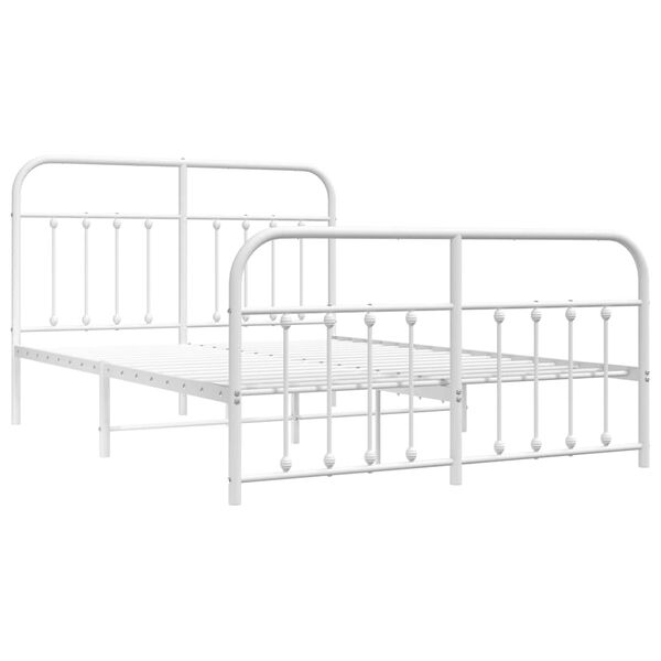 vidaXL Metal Bed Frame without Mattress with Footboard White 150x200cm