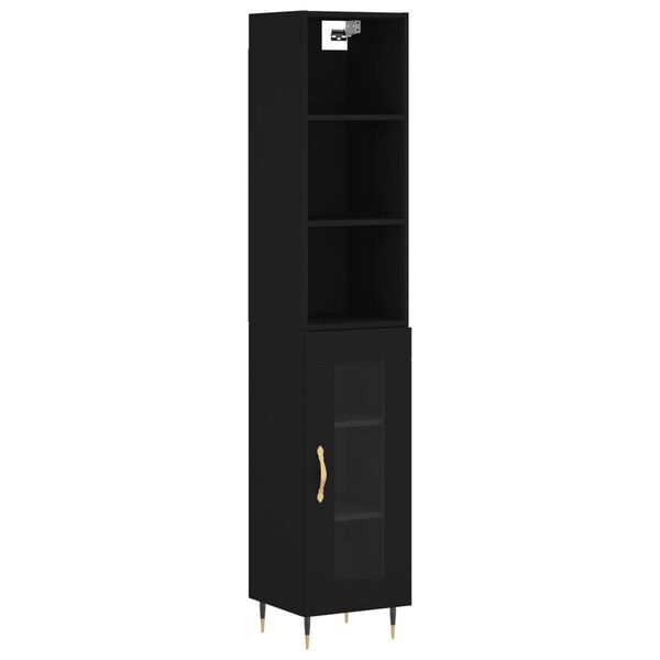 vidaXL Highboard Black 34.5x34x180 cm Engineered Wood