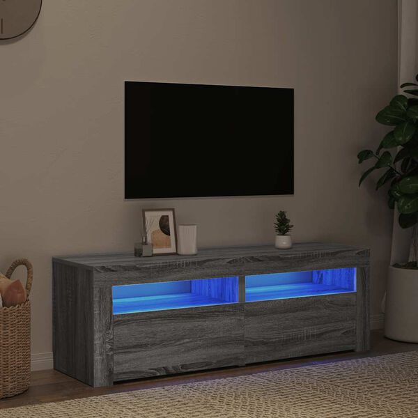 vidaXL TV Cabinet with LED Lights Grey Sonoma 120x35x40 cm