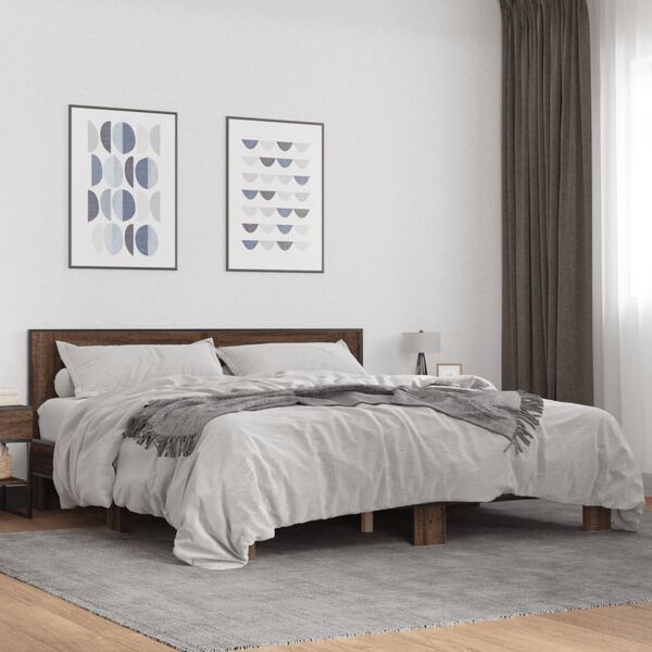 vidaXL Bed Frame without Mattress Brown Oak 200x200 cm