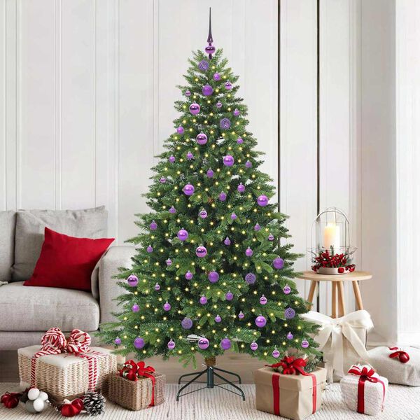 vidaXL Artificial Christmas Tree with 300 LEDs Green 180 cm PE and PVC