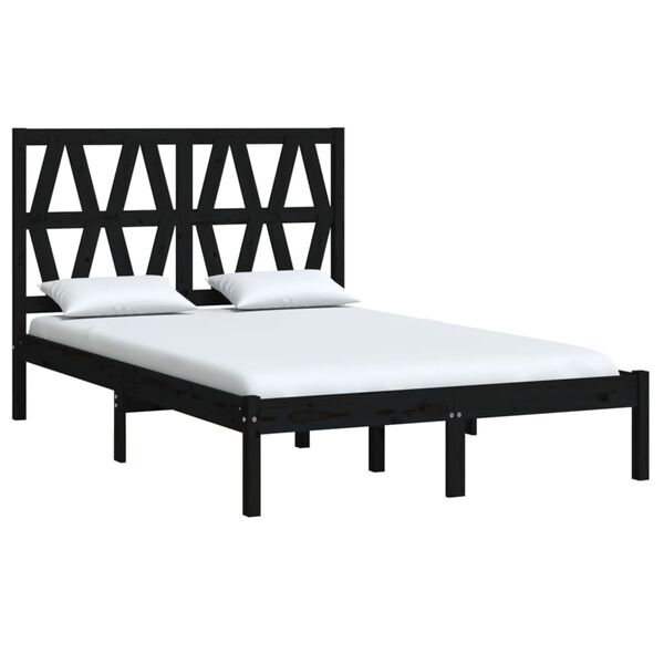 vidaXL Bed Frame without Mattress Black Solid Wood 140x190 cm (810001+818624)