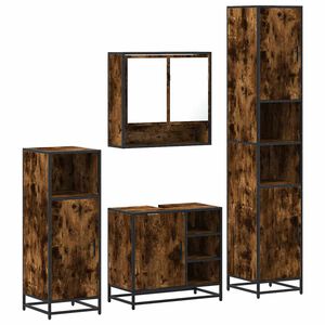 vidaXL 4&nbsp;Piece Bathroom Furniture Set&nbsp;Smoked Oak Engineered Wood