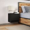 vidaXL Wall-mounted Bedside Cabinet with LED Lights Black