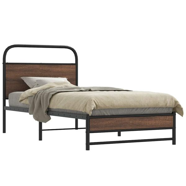 vidaXL Bed Frame without Mattress 100x190 cm Brown Oak Engineered Wood