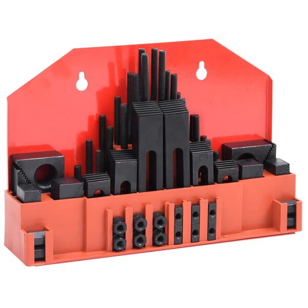 vidaXL 58 Pieces Clamping Set Steel T Slot M8