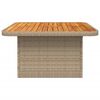 vidaXL Garden Table Beige 80x80x71 cm Poly Rattan and Acacia Wood