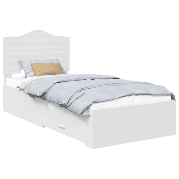 vidaXL Bed Frame with Headboard White 90 x 190 cm Engineered Wood