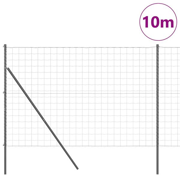 vidaXL Fence with Post Grey 1.6 x 10 m Steel and PVC