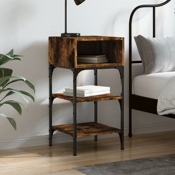 vidaXL Bedside Table Smoked Oak 35x34.5x70 cm Engineered Wood