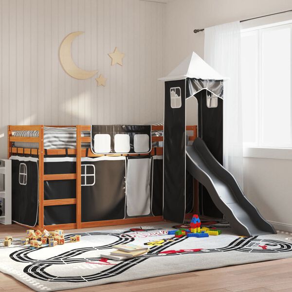 vidaXL Bunk Bed without Mattress with Slide White and Black 80x200 cm