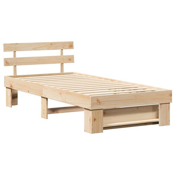 vidaXL Bed Frame with Headboard Brown 80 x 200 cm Solid Pine Wood