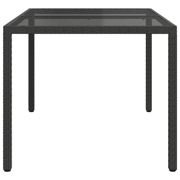 vidaXL Garden Table 150x90x75 cm Tempered Glass and Poly Rattan Black