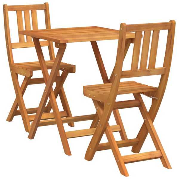 vidaXL Bistro Set Folding 3 pcs Oil Natural Solid Acacia Wood