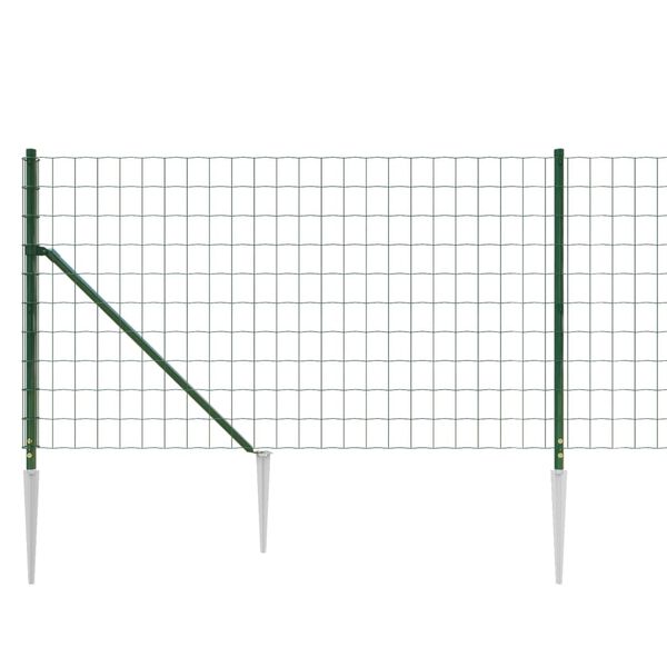 vidaXL Wire Mesh Fence with Spike Anchors Green 0.8x10 m