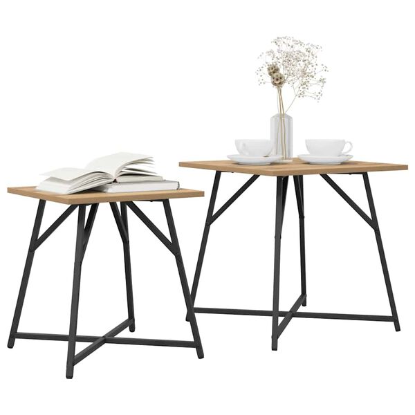 vidaXL Side Table Set 2 pcs Artisan Oak and Black