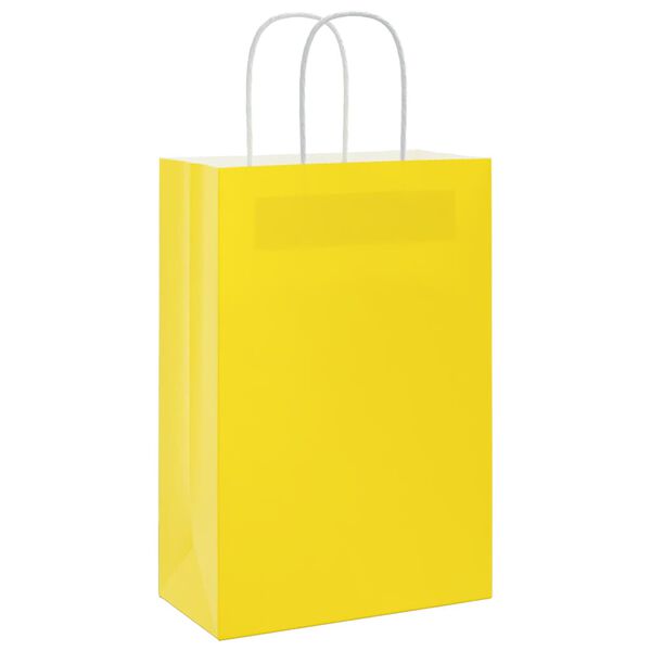 vidaXL Paper Bags 250 pcs with Handles Yellow 21x11x31 cm