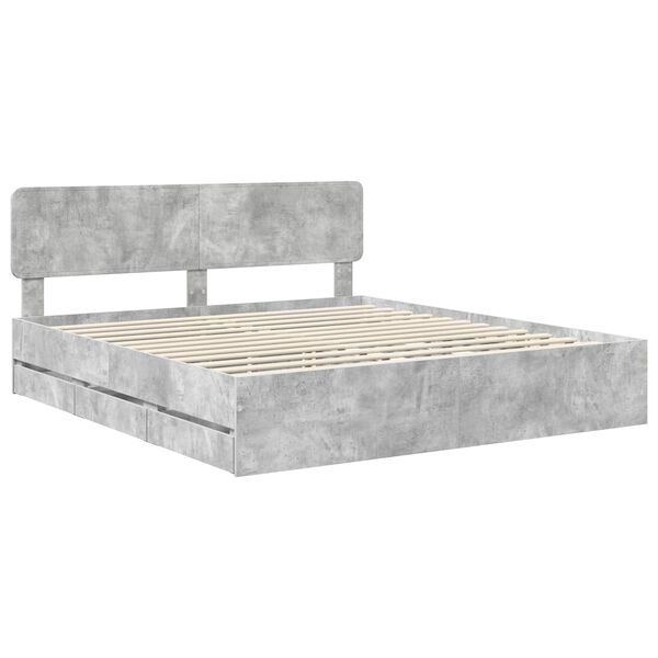 vidaXL Bed Frame Concrete Grey 200 x 200 cm Engineered Wood