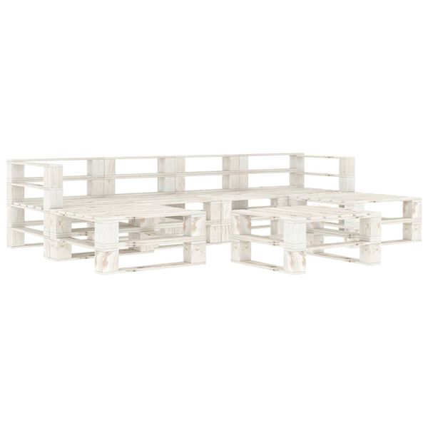 vidaXL 7 Piece Garden Pallets Lounge Set Wood White