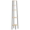 vidaXL 5-Tier Corner Shelf Light Brown and Black 45,5x31,5x180 cm
