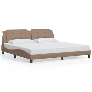 vidaXL Bed Frame without Mattress "Zadar" Cappuccino 200x200 cm Faux Leather