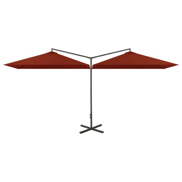 vidaXL Double Garden Parasol with Steel Pole Terracotta 600x300 cm