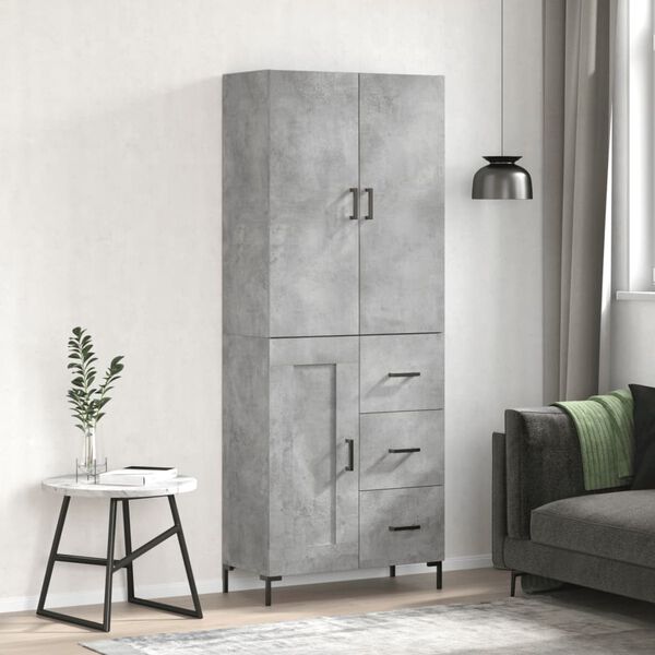 vidaXL Highboard Concrete Grey 69.5x34x180 cm Engineered Wood