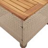vidaXL Garden Table Beige 45x45x37 cm Poly Rattan Acacia Wood