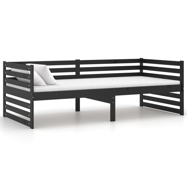 vidaXL Day Bed without Mattress Black Solid Wood Pine 90x200cm